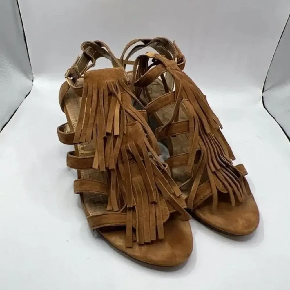 Sam Edelman Sandra Suede Fringe Wedge Sandals - Picture 4 of 10